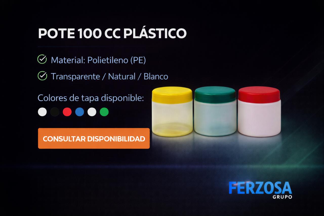 Pote Envase Plástico Polietileno 100 ml/cc al Por Mayor Desde $0.30 x 300 Unidades