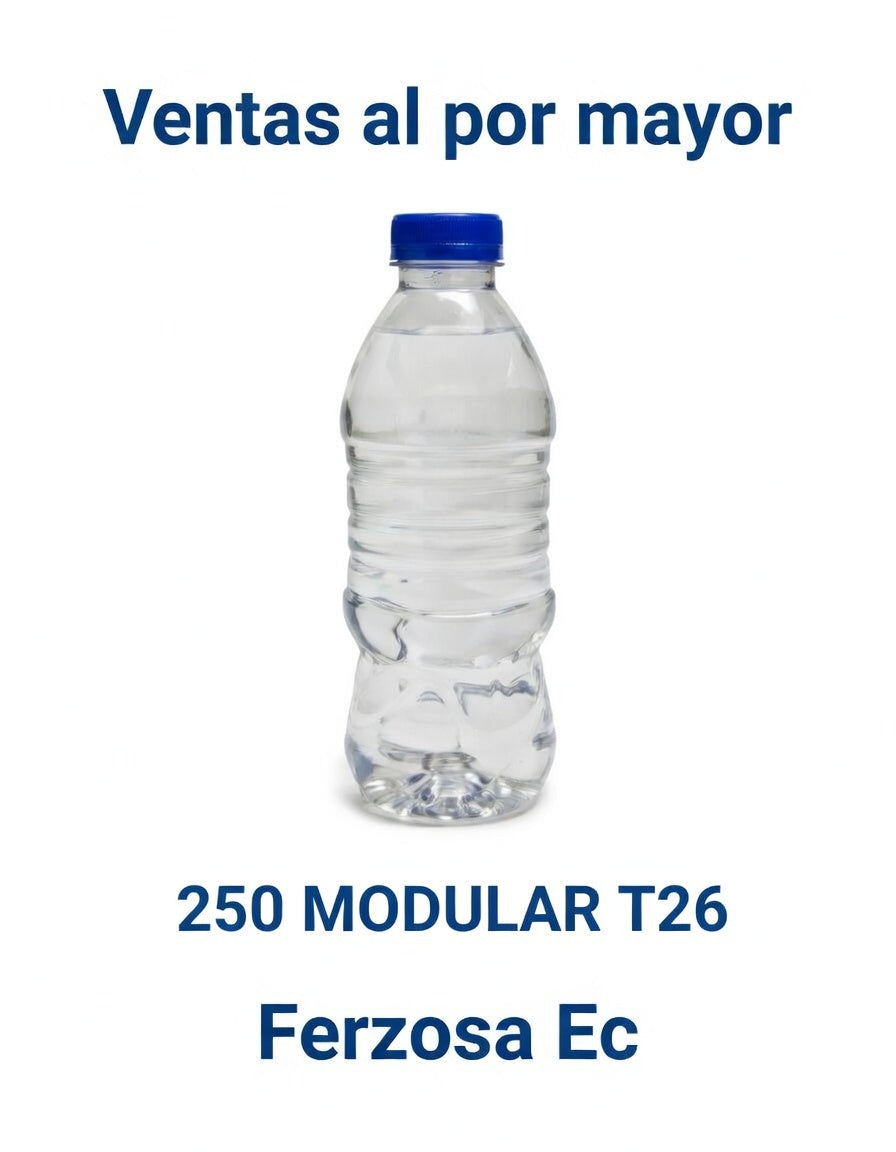 Botellas Plástica 250 MODULAR T26 con Tapa de 250ml al por Mayor desde $0.11c/u para 300 Unidades
