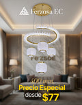 Lámpara LED Colgante Anillo Circular con Flecos de Cristal y Globos Dorados al por mayor desde $77