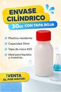 Envase Plástico Cilíndrico 30cc CON tapa#20 al por mayor desde $0.18 x 300u