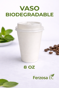 Vaso de Papel Biodegradable de 8 onzas con Tapa Capuchino al por Mayor desde 0.21 0.24c/u para 300 Unidades