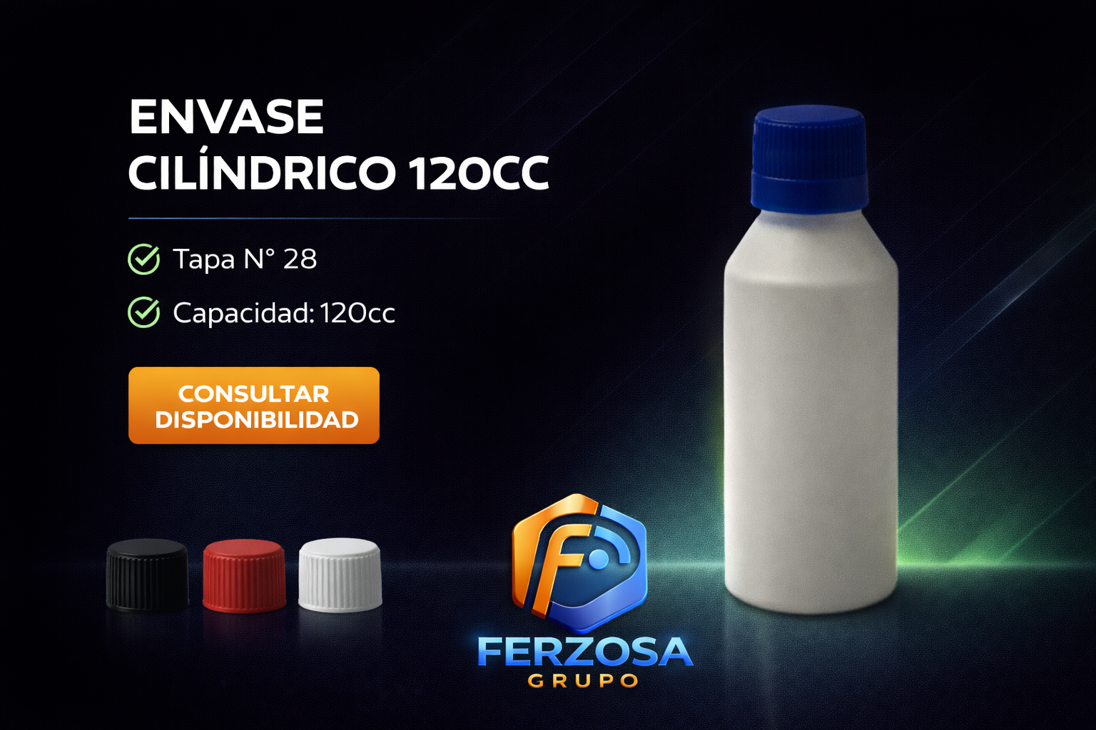 Envase Plástico Cilíndrico 120ml/cc con Tapa#28 al Por Mayor Desde $0.26 x 300 Unidades