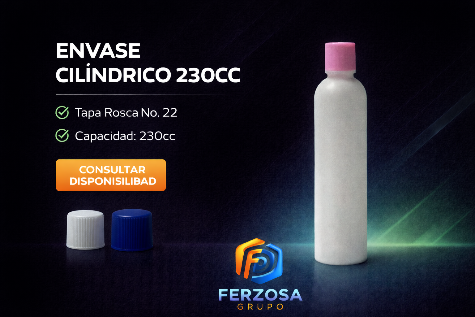 Envase Plástico Cilíndrico 230ml/cc con Tapa#22 al Por Mayor Desde $0.30 x 300 Unidades