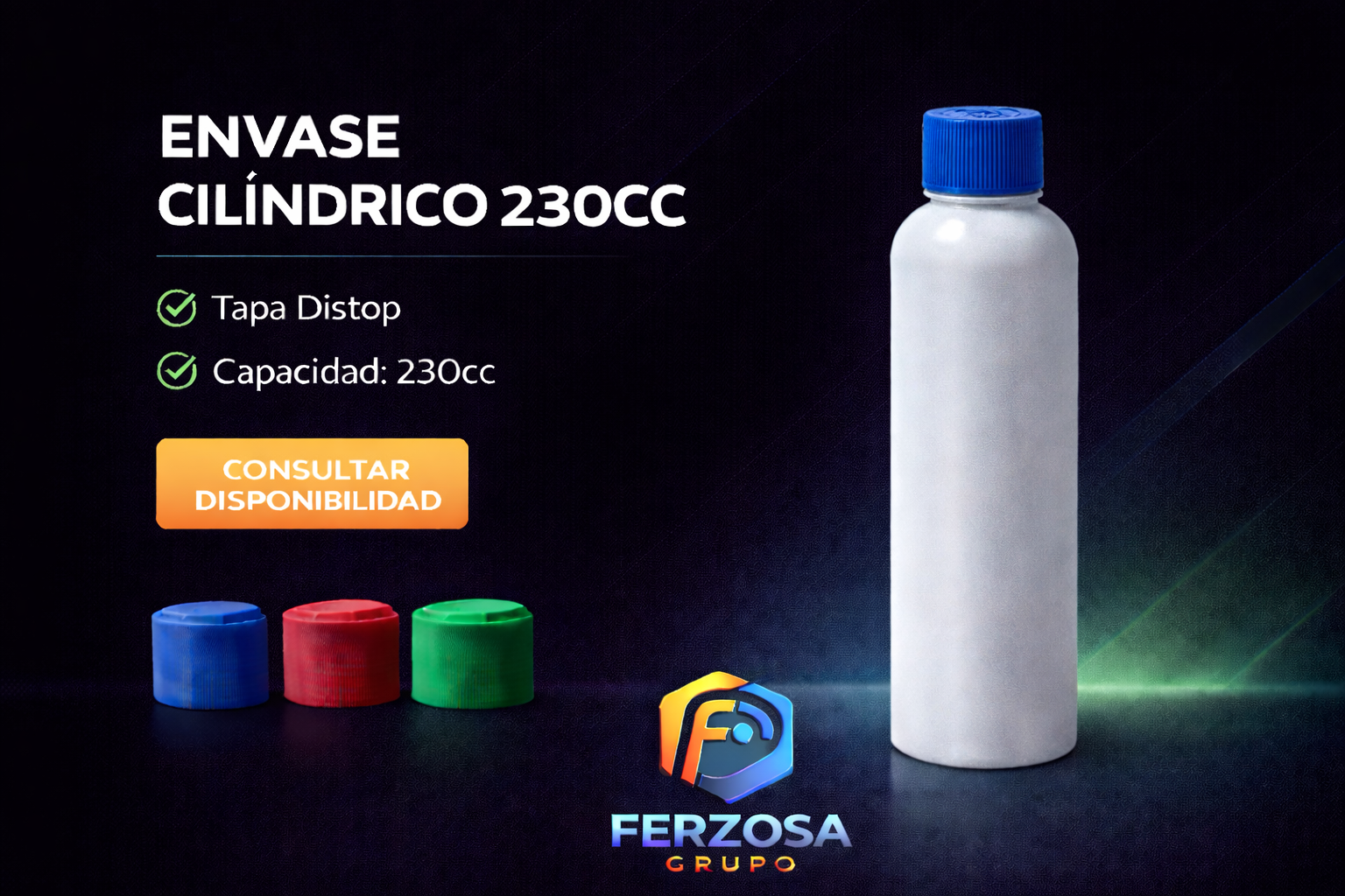 Envase Plástico Cilíndrico 230ml/cc con Tapa Distop al Por Mayor Desde $0.42 x 300 Unidades