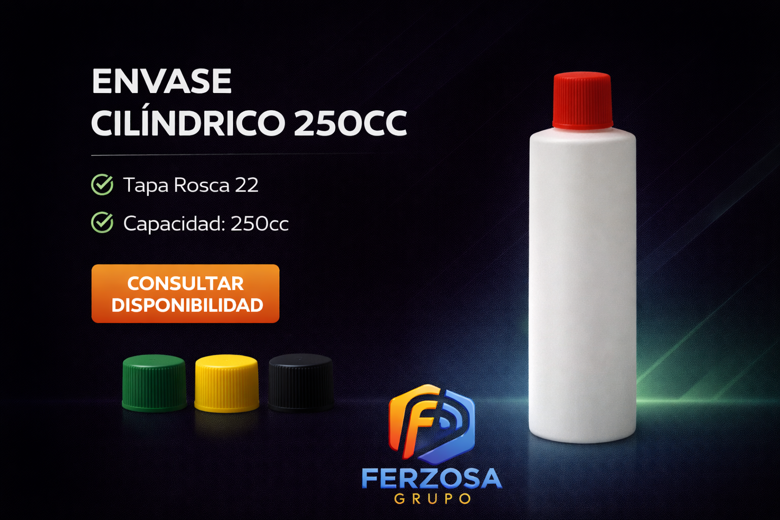 Envase Plástico Cilíndrico 250ml/cc con Tapa#22 al Por Mayor Desde $0.32 x 300 Unidades
