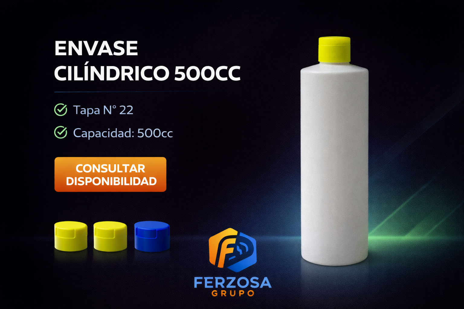 Envase Plástico Cilíndrico 500ml/cc con Tapa#22 al Por Mayor Desde $0.38 x 300 Unidades