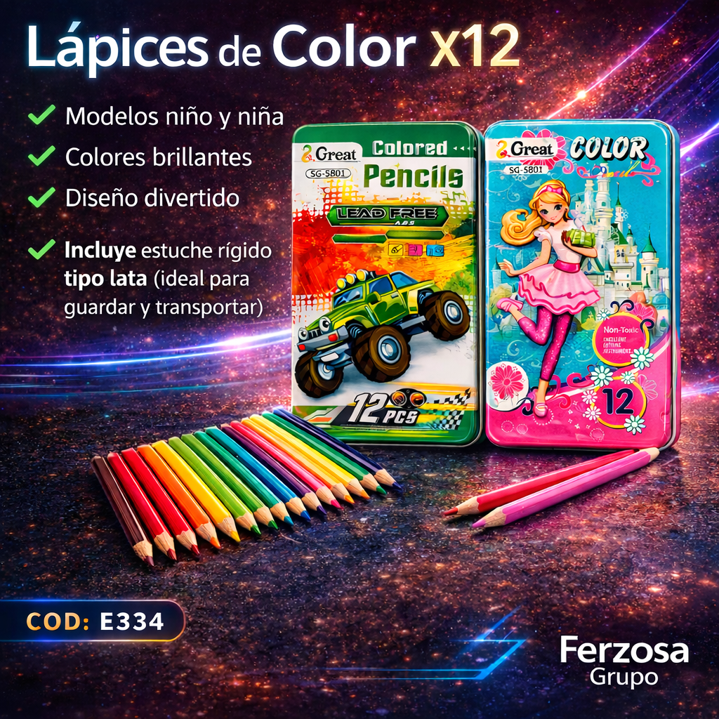 Lápices de Colores Al Por Mayor Desde $1.40 c/u En Bultos de 240 Cajas