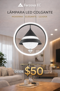 Lámpara LED Colgante Anillo Circular con Cono Negro y Bola de Cristal desde $50