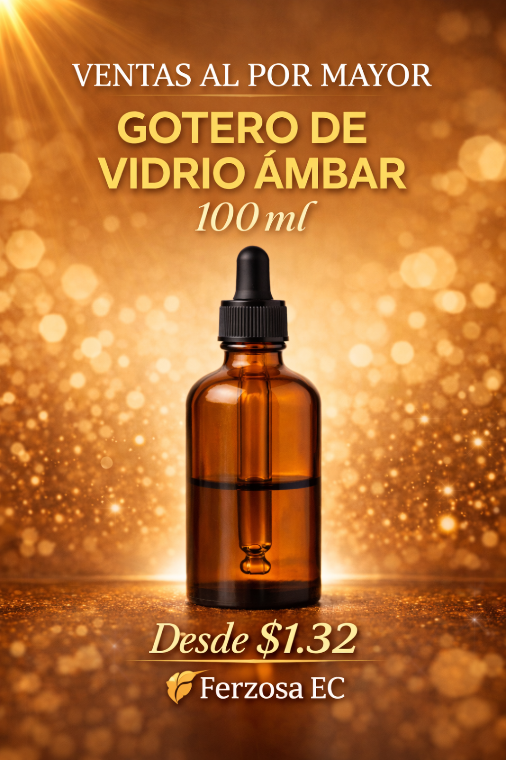 Gotero de Vidrio Ámbar y Pipeta de 100ml al por Mayor Desde 1.32C/u para 100 Unidades