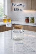 Envases de Vidrio Boca Ancha de 150ml con corcho con Tapa al por Mayor Desde 0.85C/u para 96 Unidades