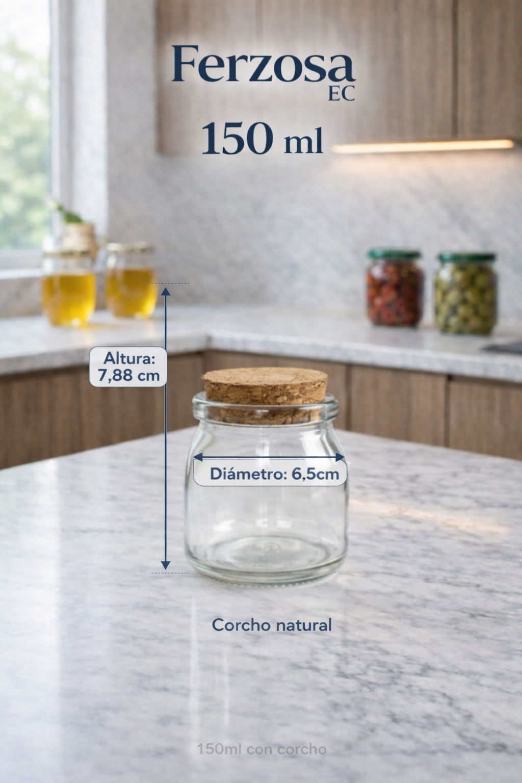Envases de Vidrio Boca Ancha de 150ml con corcho con Tapa al por Mayor Desde 0.85C/u para 96 Unidades