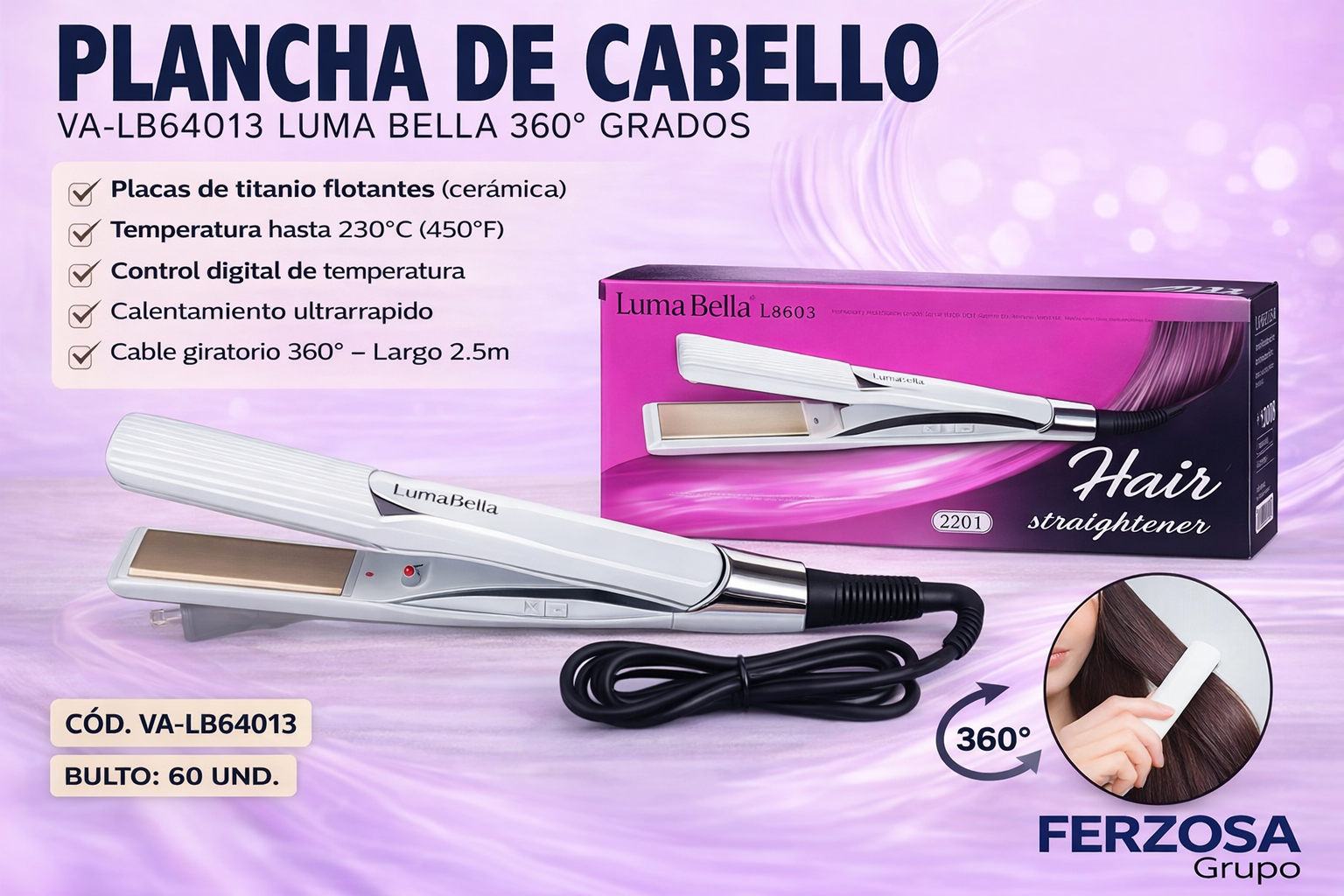 Plancha Para Cabello Cerámica Por Mayor Desde $8.00 c/u Bultos de 60 Unidades