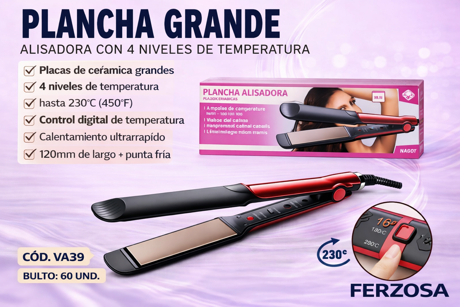 Plancha Para Cabello Cerámica Por Mayor Desde $6.00 c/u Bultos de 60 Unidades