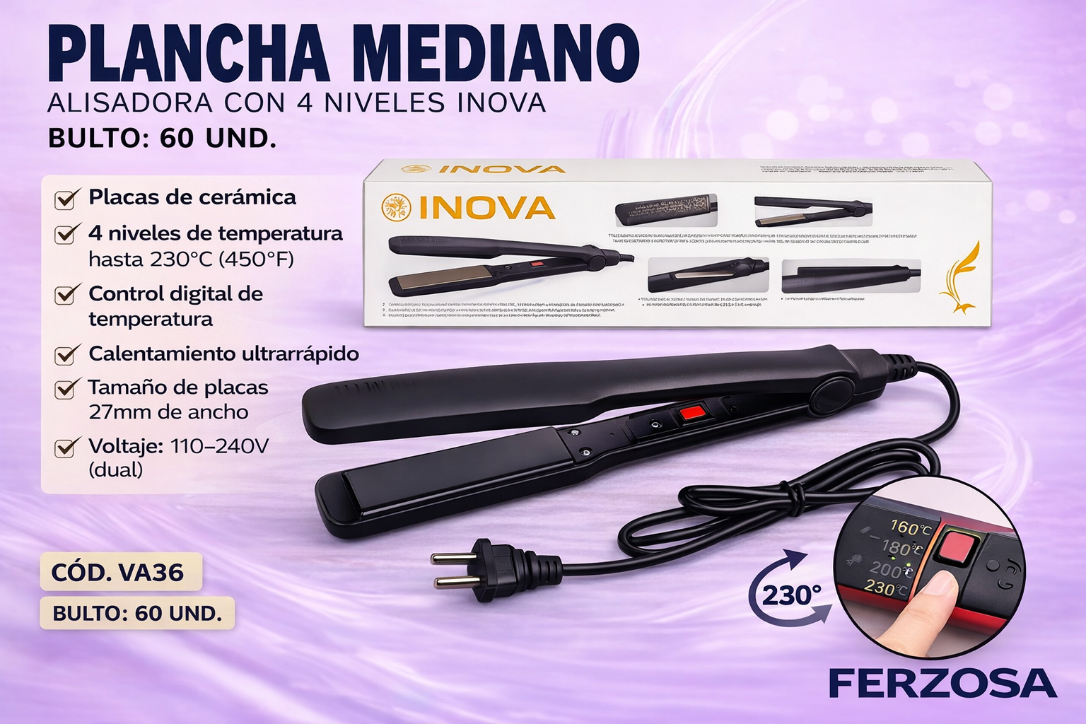 Plancha Para Cabello Cerámica Por Mayor Desde $5.00 c/u Bultos de 60 Unidades