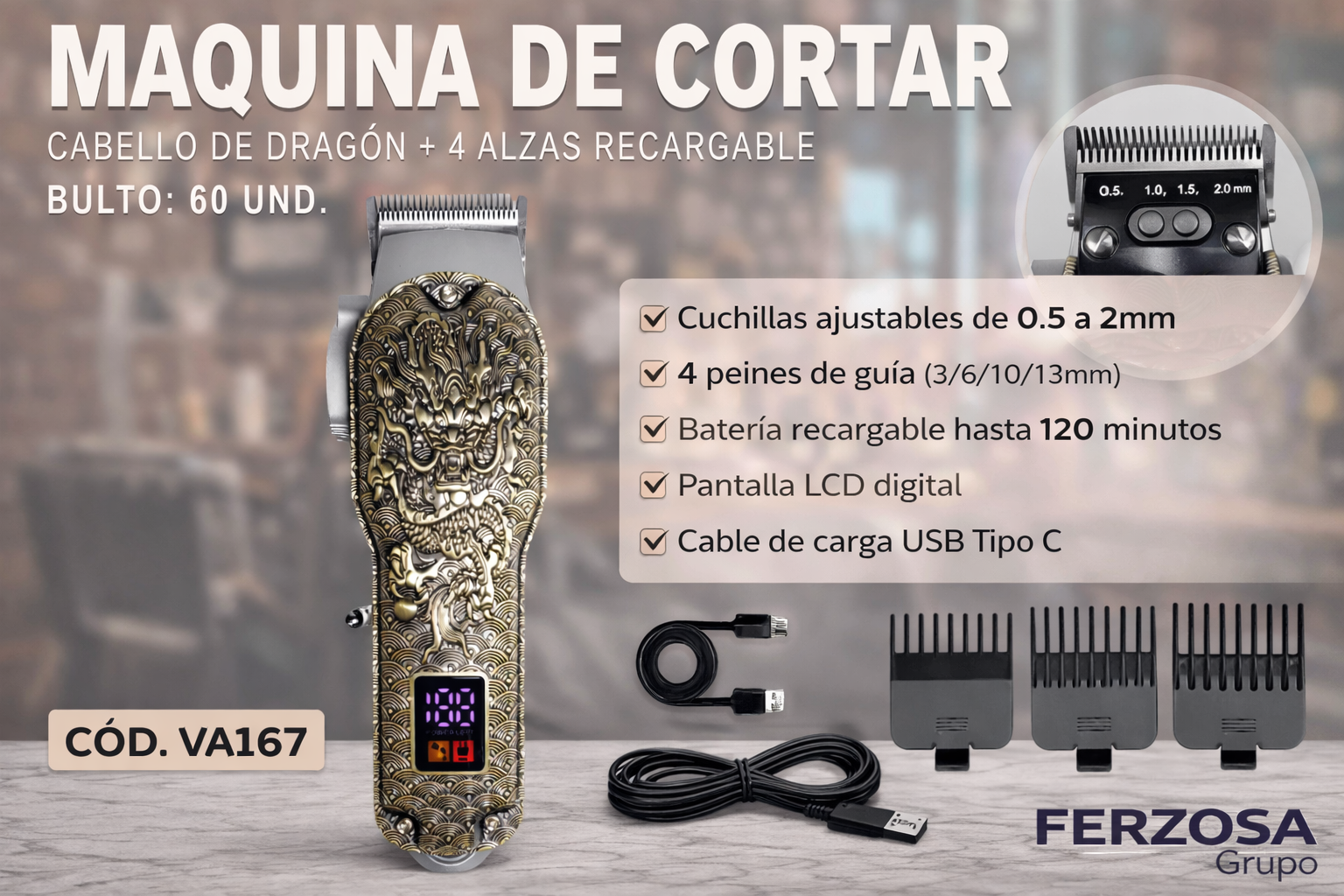 Maquina para Corte de Cabello Inalámbrica al Por Mayor Desde $10.00 c/u Bultos de 60 Unidades