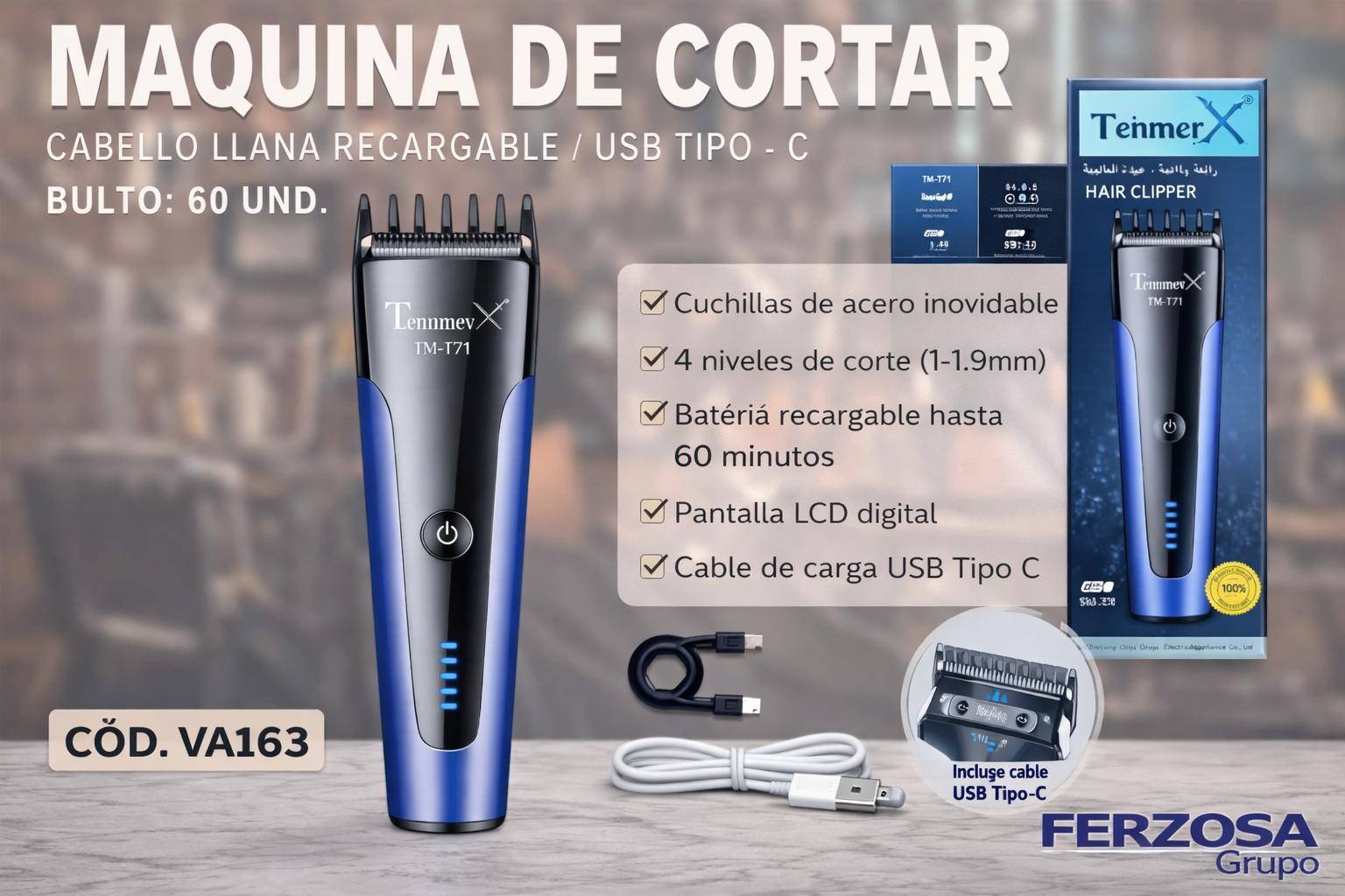 Maquina para Corte de Cabello Inalámbrica al Por Mayor Desde $6.00 c/u Bultos de 60 Unidades