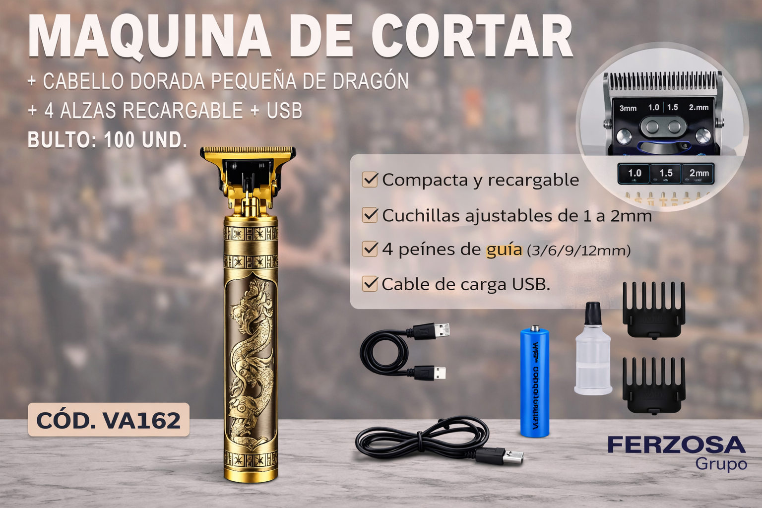 Maquina para Corte de Cabello Inalámbrica al Por Mayor Desde $5.00 c/u Bultos de 100 Unidades