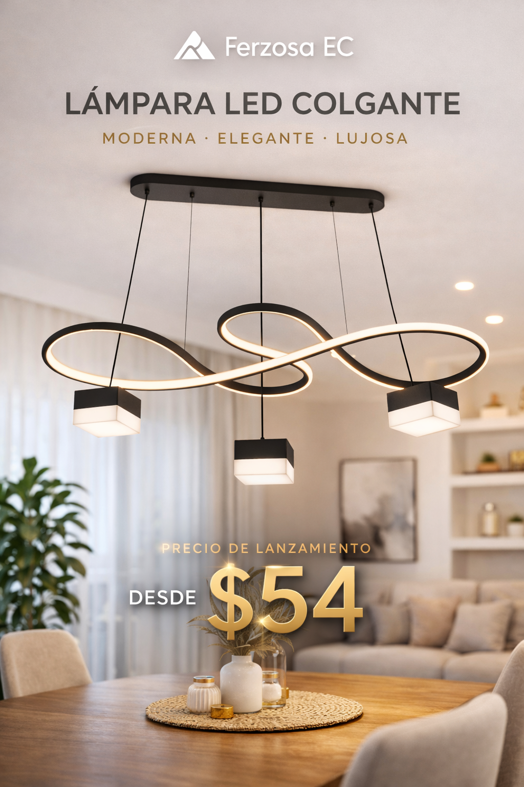 Lámpara Colgante Infinity Loop / Figure-8 LED Chandelier 3+1 al por mayor desde $54
