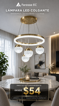 Lámpara LED Colgante Anillo Dorado con Esferas de Cristal al por mayor desde $54
