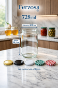 Envases de Vidrio Boca Ancha de 728ml con Tapa al por Mayor Desde 1.08C/u para 96 Unidades
