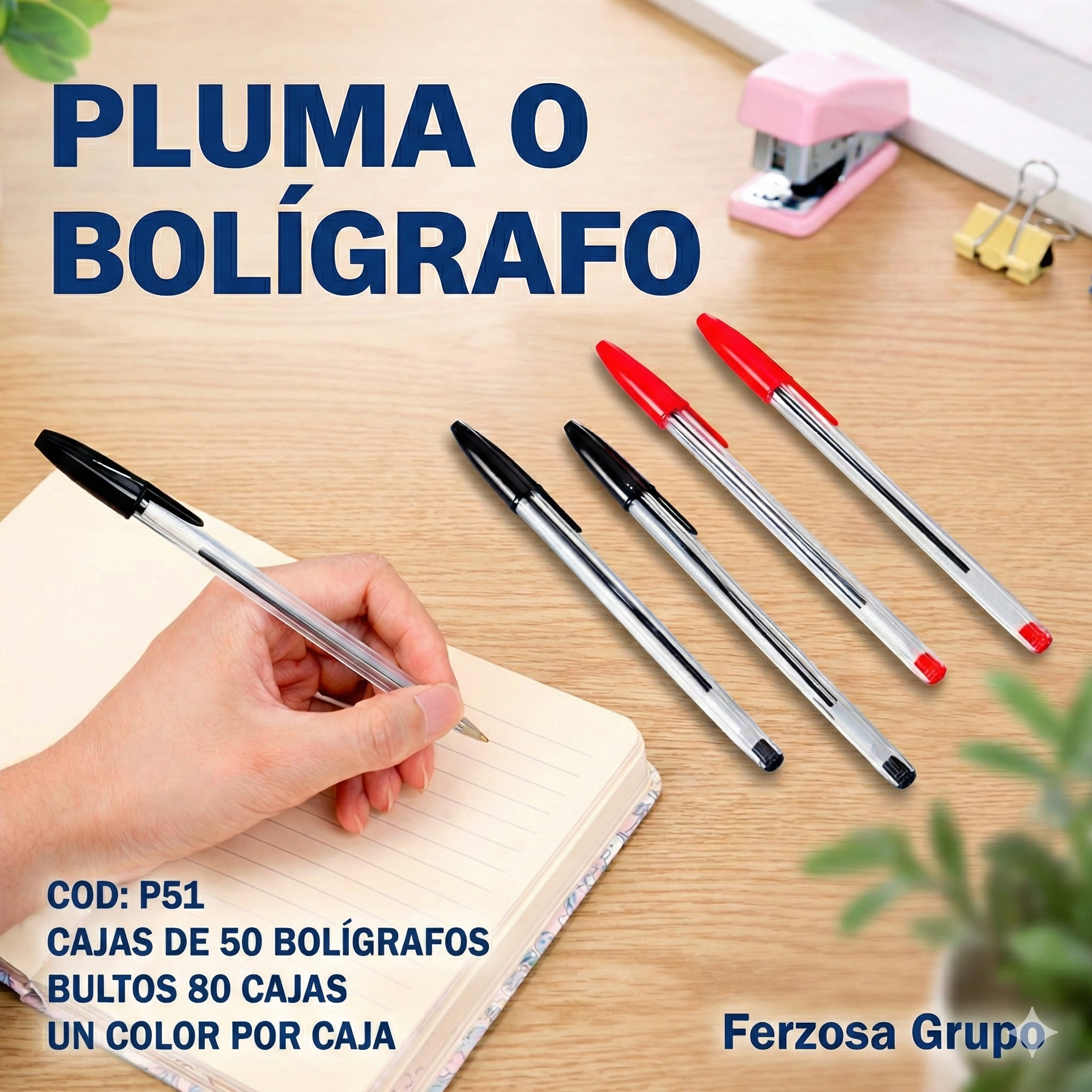 Bolígrafos Esferos Plumas Al Por Mayor Desde $0.08 c/u En Bultos 80 Cajas/ Cajas de 50 Unidades