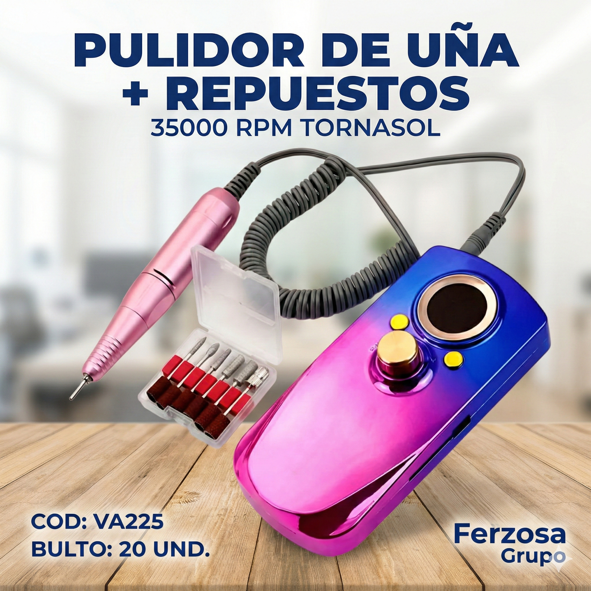 Pulidor de Uñas con Repuestos 35000 RPM Al Por Mayor Desde $23.00 c/u En Bultos 20 Unidades