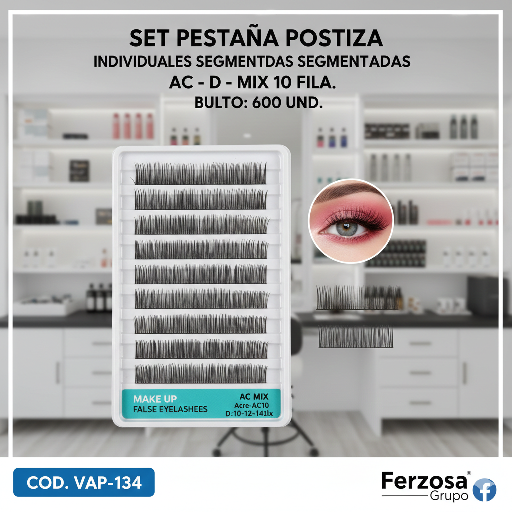Set de Pestañas Postizas  Al Por Mayor Desde $1.85 c/u En Bultos de 600 Cajas