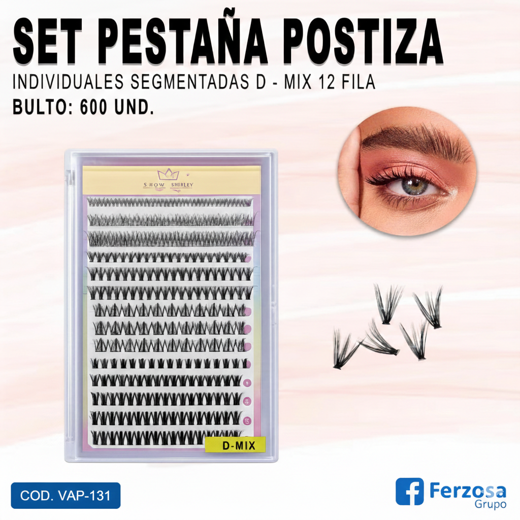 Set de Pestañas Postizas  Al Por Mayor Desde $1.85 c/u En Bultos de 600 Cajas