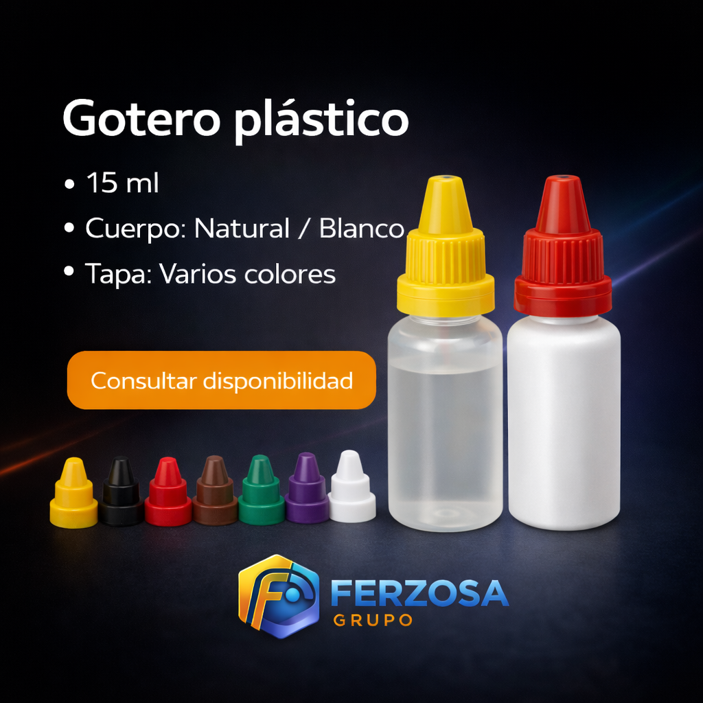 Gotero Plástico Cuenta Gotas 15ml/cc al Por Mayor Desde $0.17 x 300 Unidades
