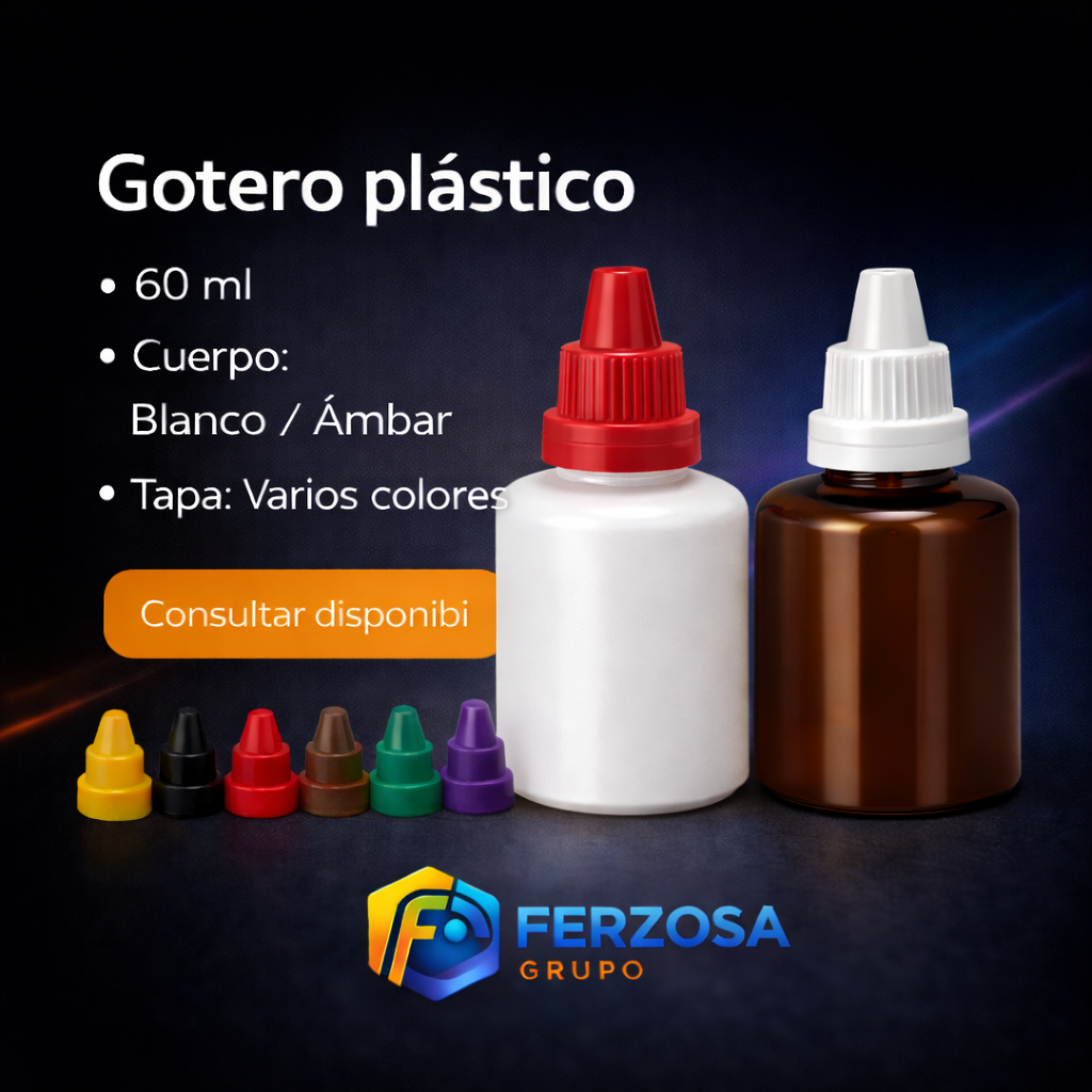Gotero Plástico Cuenta Gotas 60ml/cc al Por Mayor Desde $0.21 x 300 Unidades