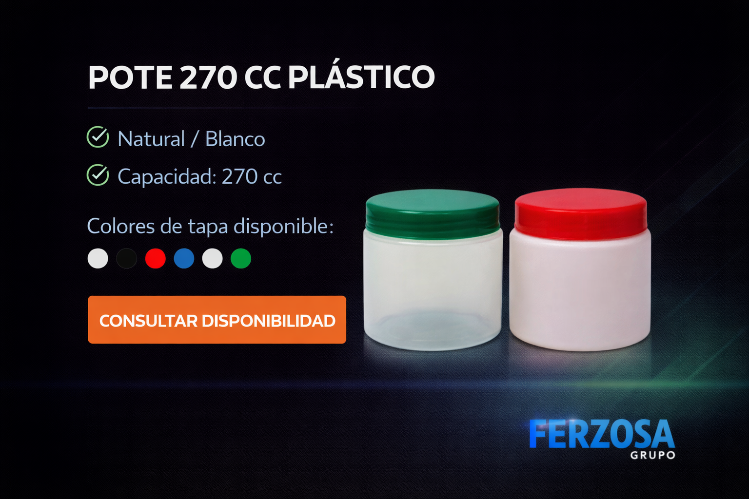 Pote Envase Plástico Polietileno 270 ml/cc al Por Mayor Desde $0.38 x 300 Unidades