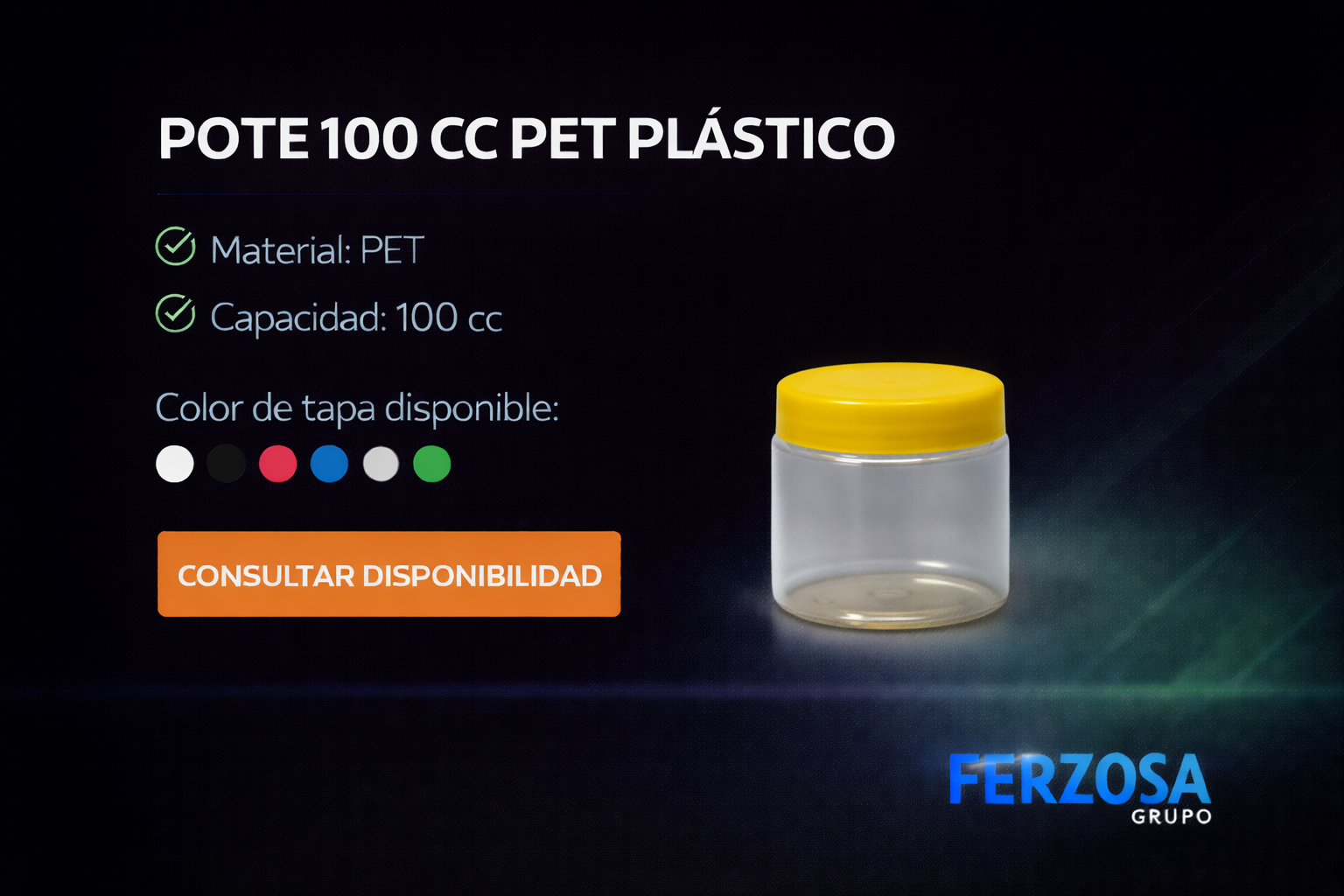 Pote Envase Plástico PET 100ml/cc al Por Mayor Desde $0.39 x 300 Unidades