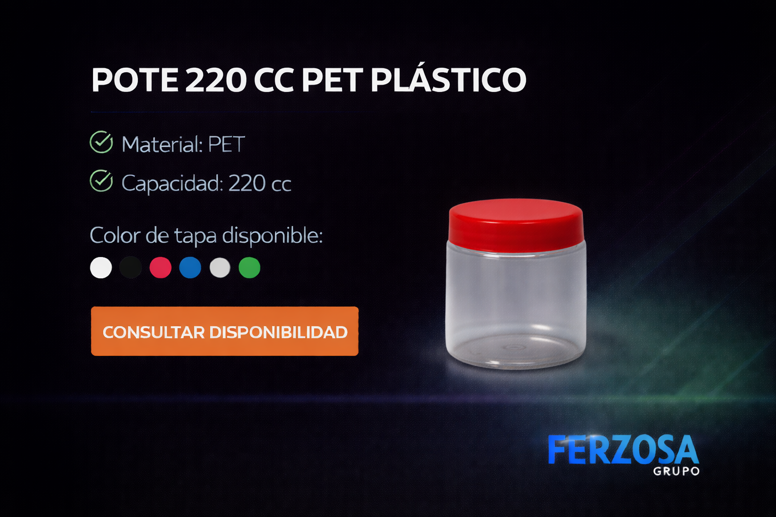 Pote Envase Plástico PET 220ml/cc al Por Mayor Desde $0.39 x 300 Unidades
