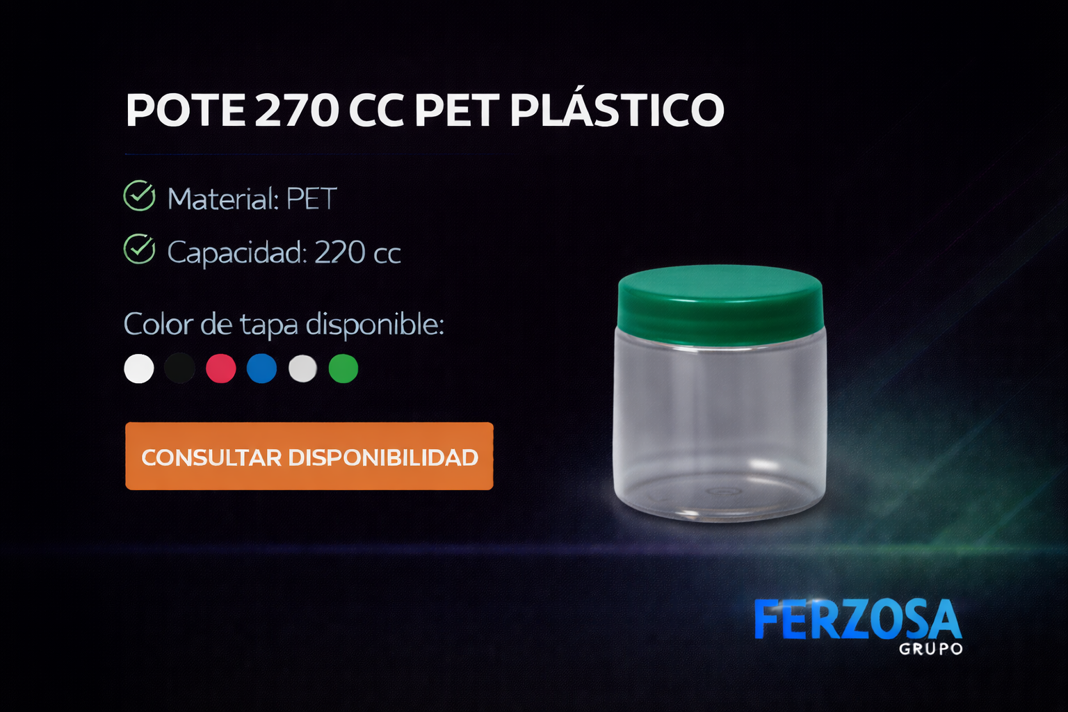 Pote Envase Plástico PET 270ml/cc al Por Mayor Desde $0.39 x 300 Unidades