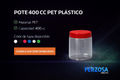 Pote Envase Plástico PET 400ml/cc al Por Mayor Desde $0.39 x 300 Unidades