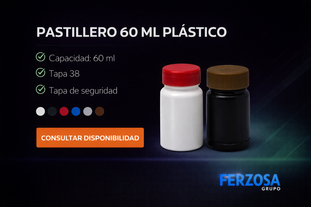 Envase Frasco Pastillero Plástico PET 60ml/cc al Por Mayor Desde $0.28 x 300 Unidades