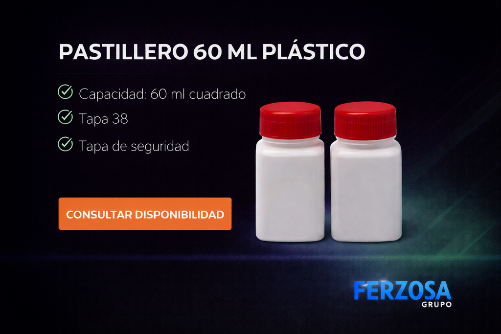 Envase Frasco Pastillero Plástico PET 60ml/cc al Por Mayor Desde $0.28 x 300 Unidades