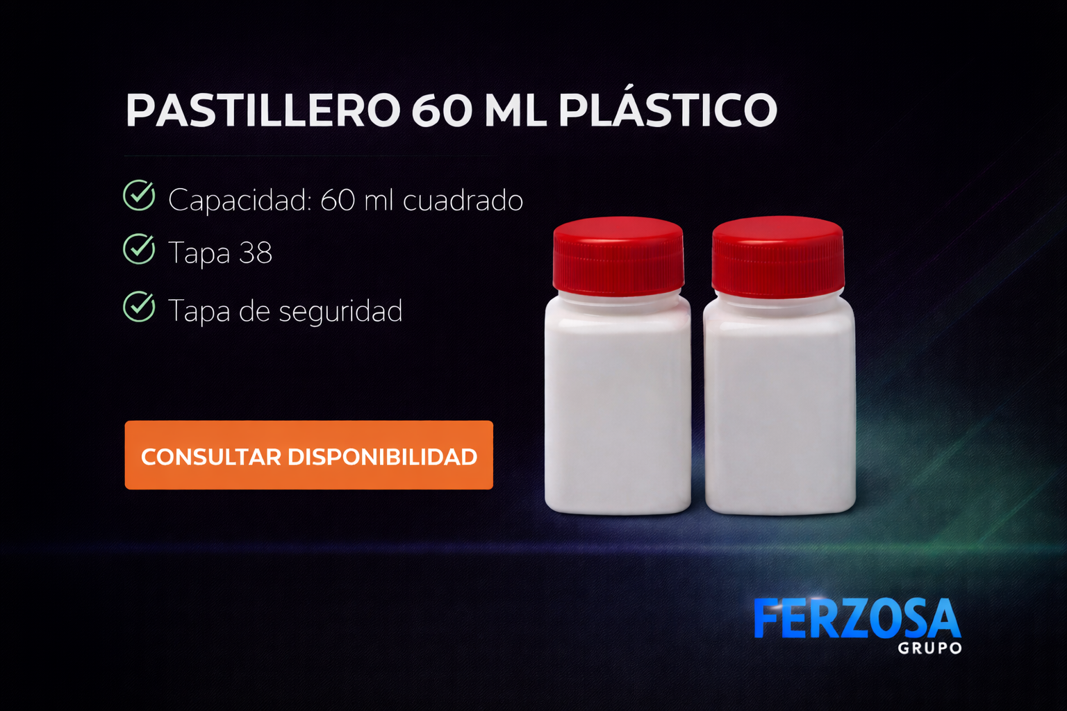 Envase Frasco Pastillero Plástico PET 60ml/cc al Por Mayor Desde $0.28 x 300 Unidades