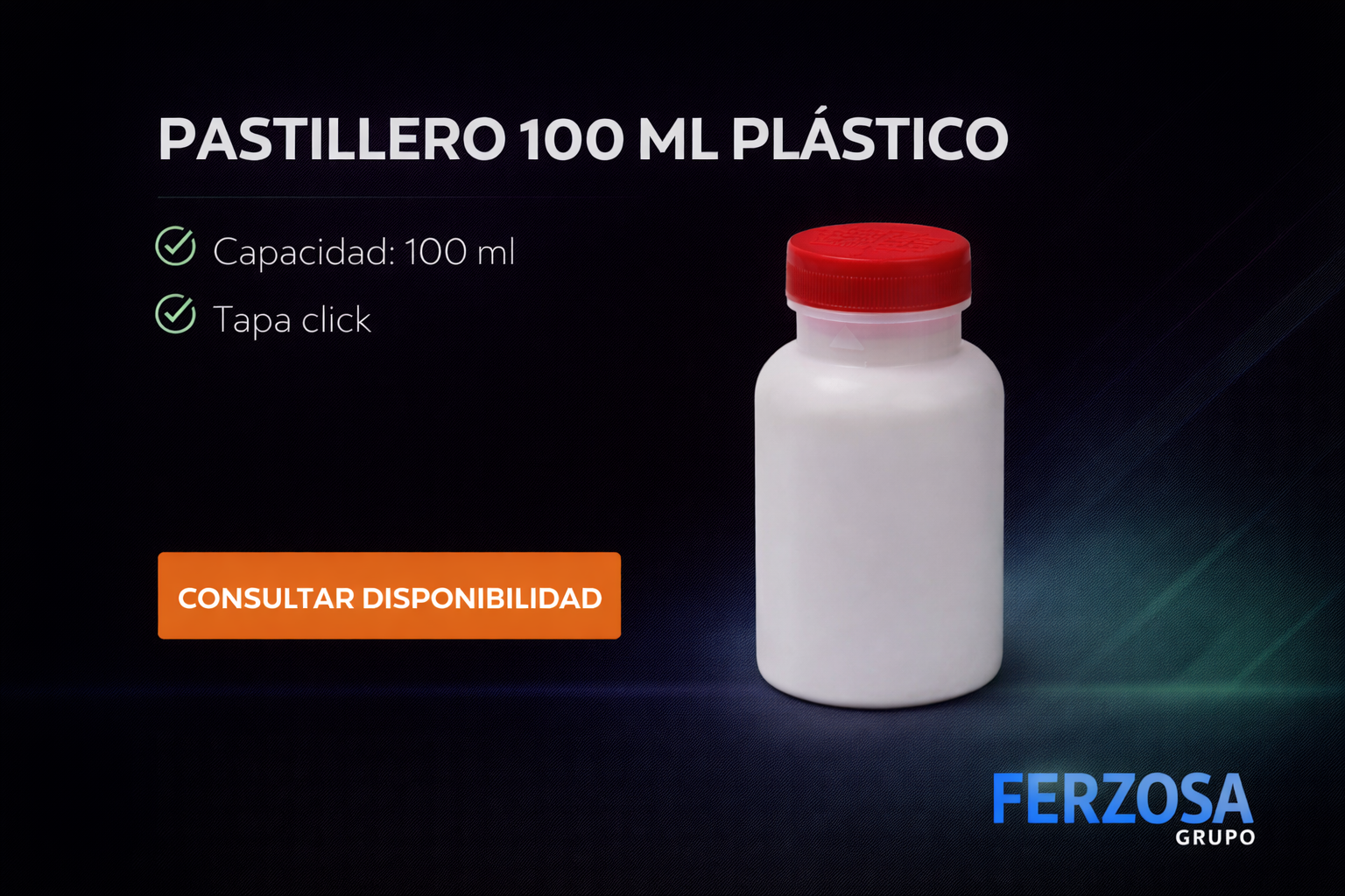 Envase Frasco Pastillero Plástico PET 100ml/cc al Por Mayor Desde $0.28 x 300 Unidades
