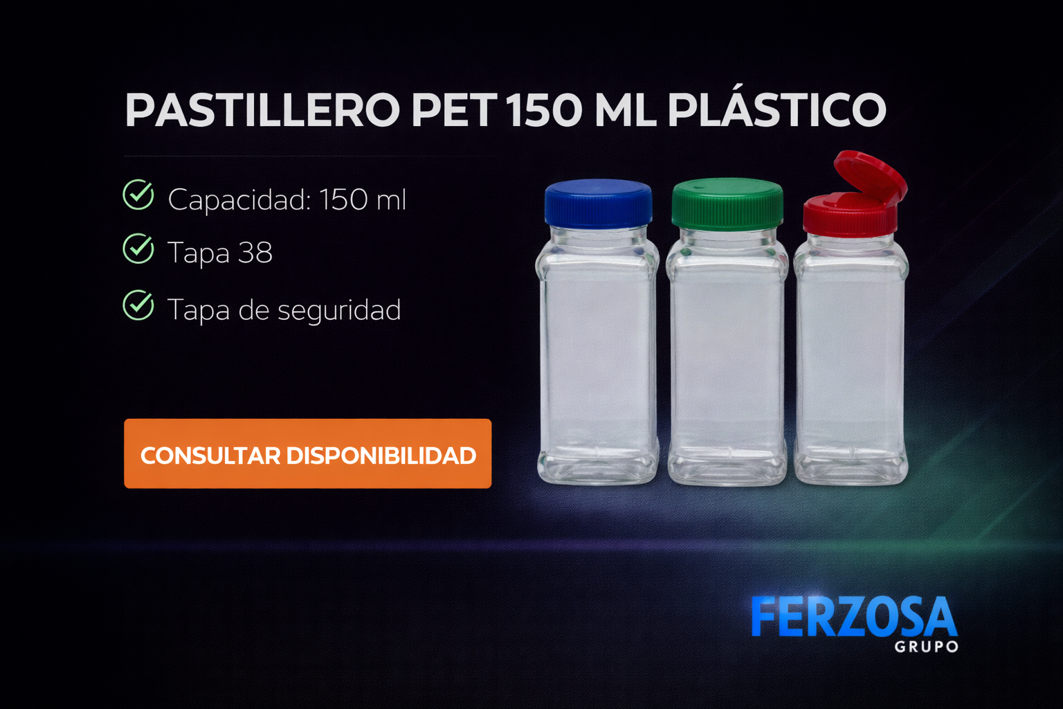 Envase Frasco Pastillero Cuadrado Plástico PET 150ml/cc al Por Mayor Desde $0.37 x 300 Unidades