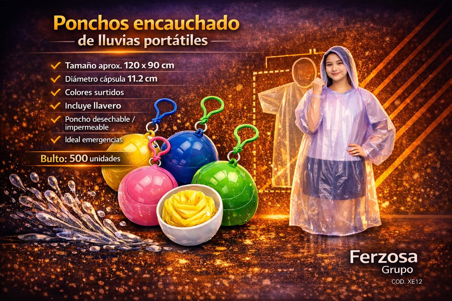 Ponchos Encauchado Plástico Promocionales al Por Mayor Desde $0,70 C/U x 500 Unidades