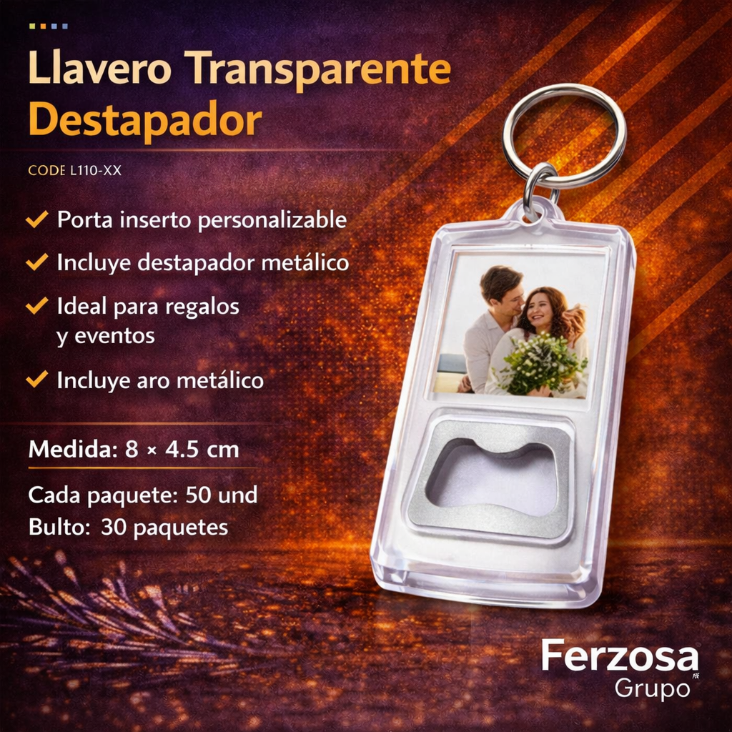 Llaveros Para Fotos Plásticos Con Destapador Promocionales al Por Mayor Desde $0,25 c/u x 3000 Unidades