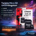 Tarjeta de Memoria Kingston Micro, SD de 64Gb clase 10 al por mayor desde $6 C/u por Bulto de 100 unidades