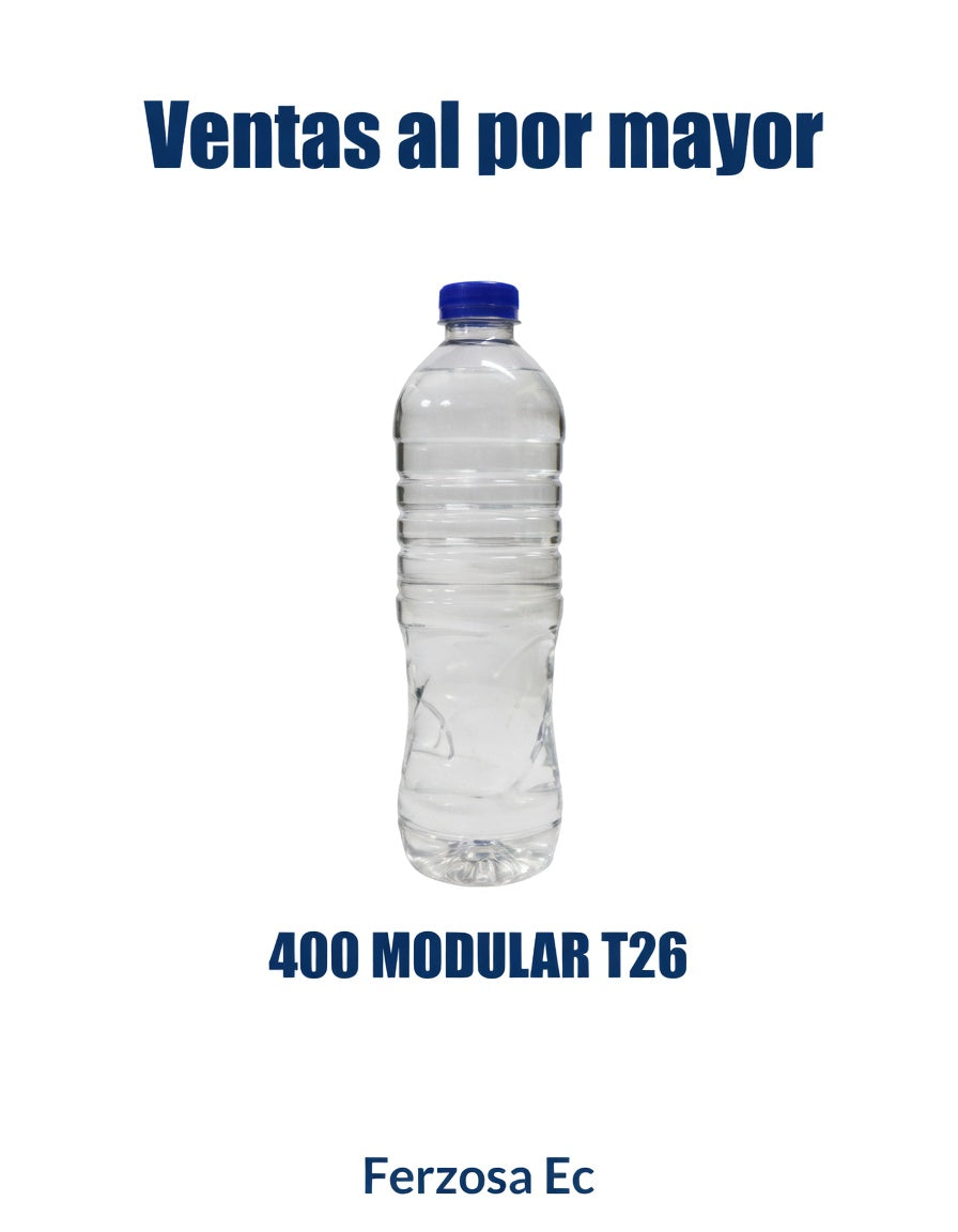 Botellas Plástica 400 MODULAR T26 (11.5 GR) con Tapa de 400ml al por Mayor desde $0.12c/u para 300 Unidades