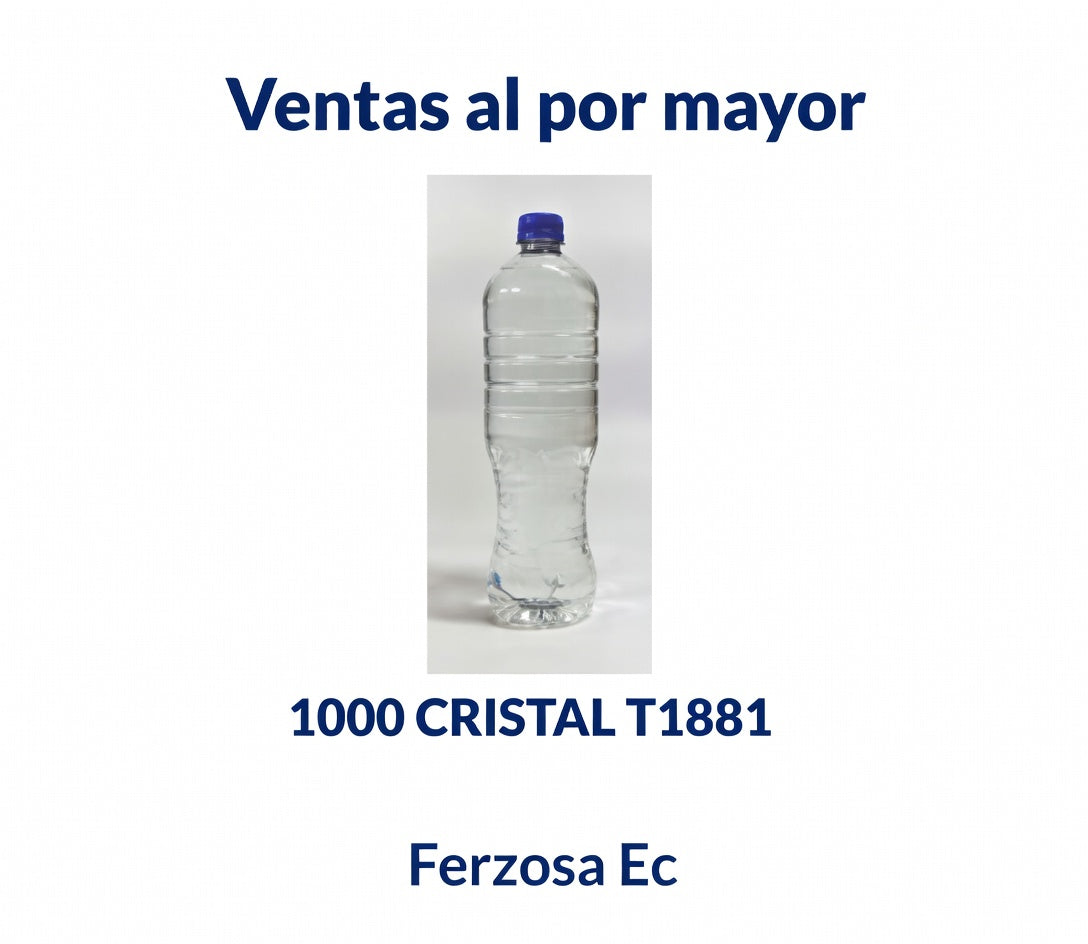 Botellas Plástica 1000 CRISTAL T1881 (22 GR) con Tapa de 1000ml al por Mayor desde $0.20c/u para 300 Unidades