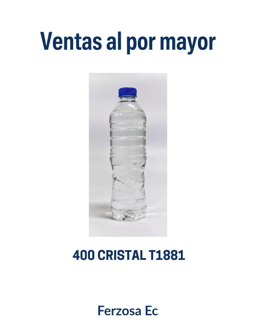 Botellas Plástica 400 CRISTAL T1881 (12.8 GR) con Tapa de 400ml al por Mayor desde $0.12c/u para 300 Unidades