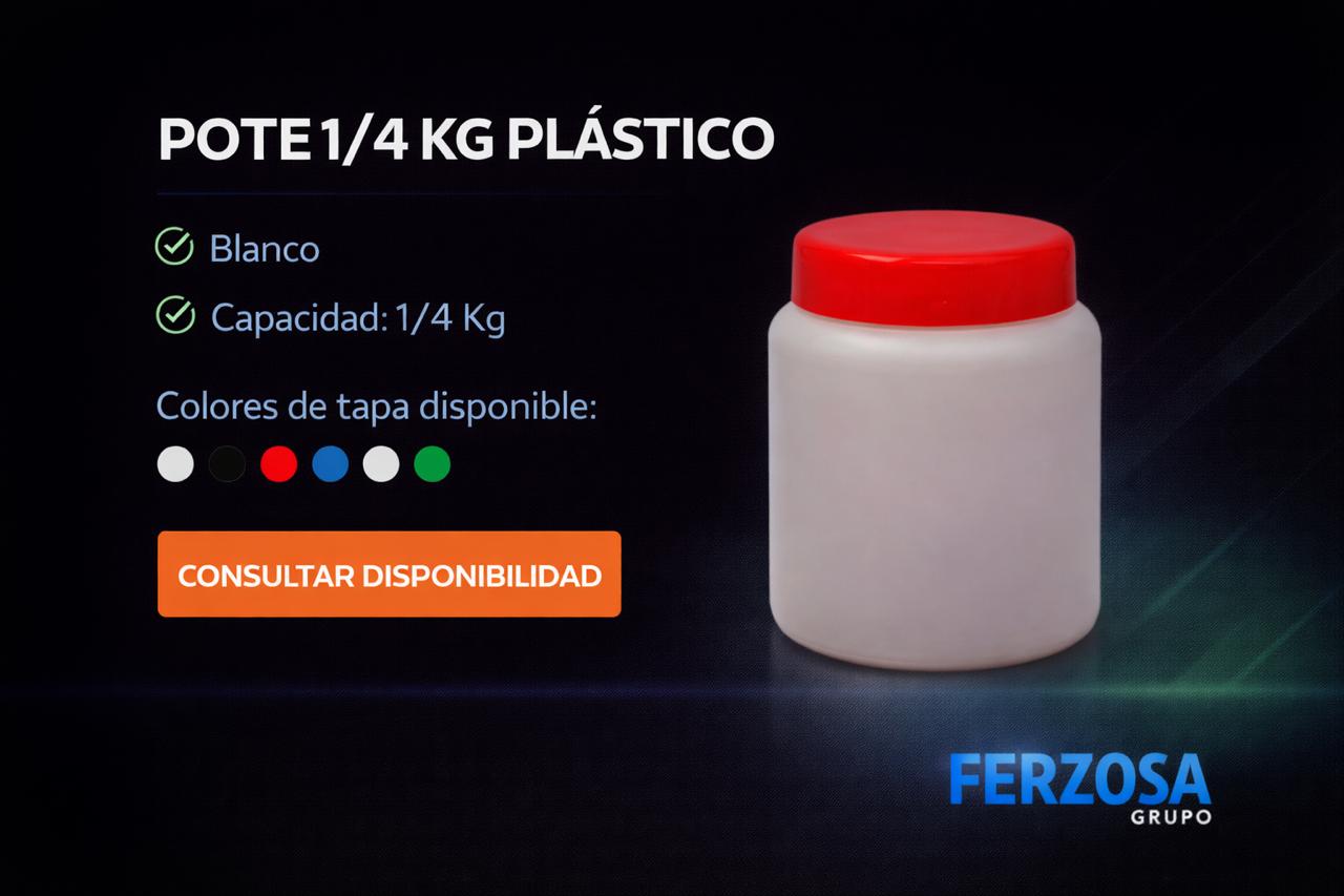 Pote Envase Plástico Polietileno 1/4Kg al Por Mayor Desde $0.32 x 300 Unidades