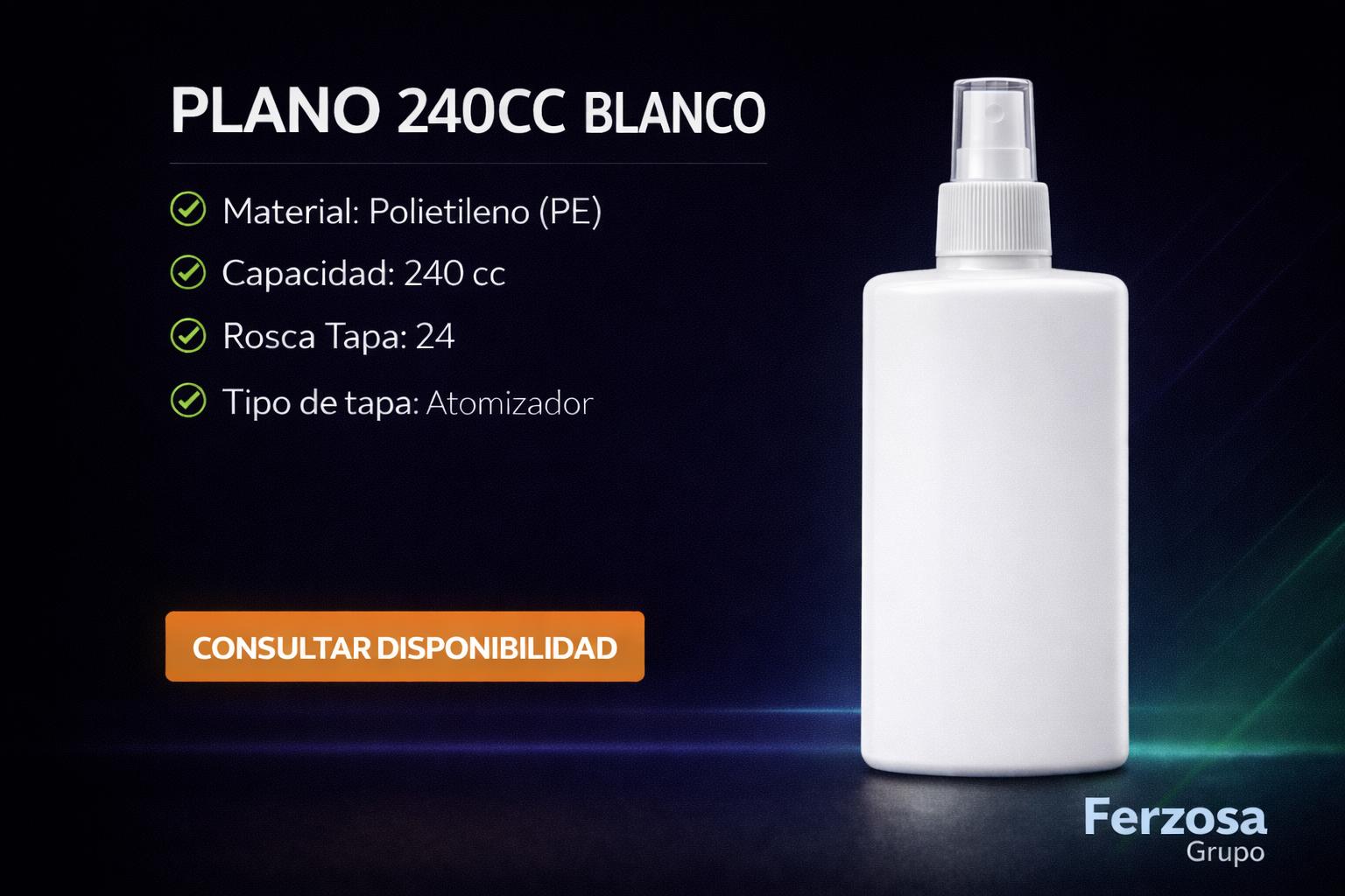 Envase Botella Plástica Plano Spray 240ml/cc al Por Mayor Desde $0.68 x 300 Unidades