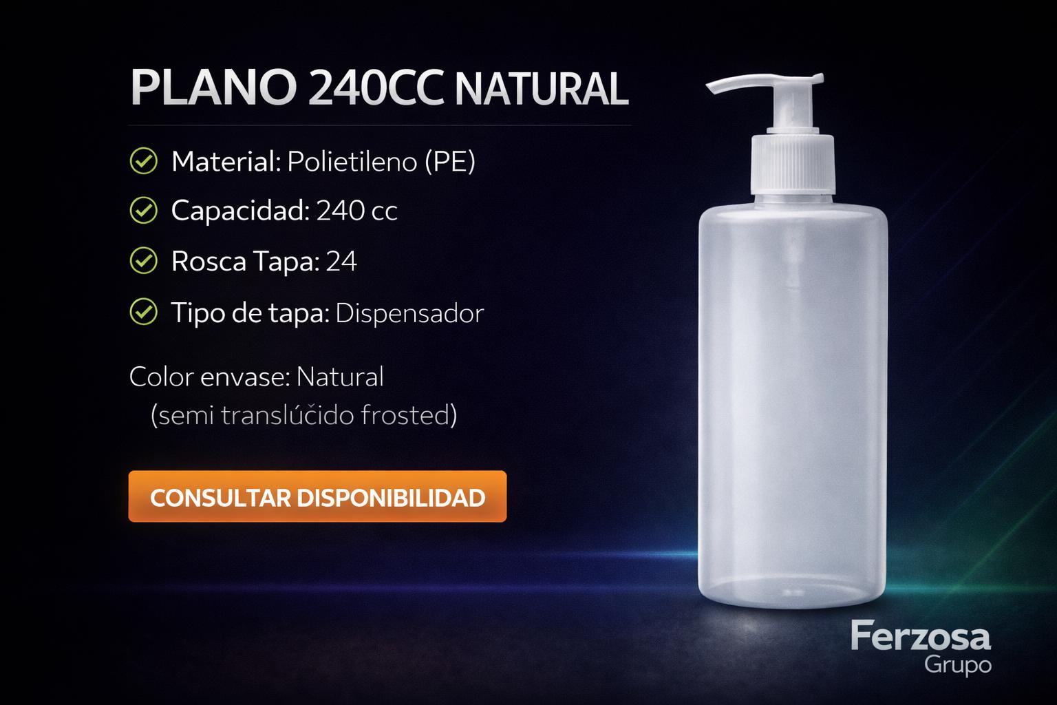 Envase Botella Plástica Plano Dosificador 240ml/cc al Por Mayor Desde $0.66 x 300 Unidades