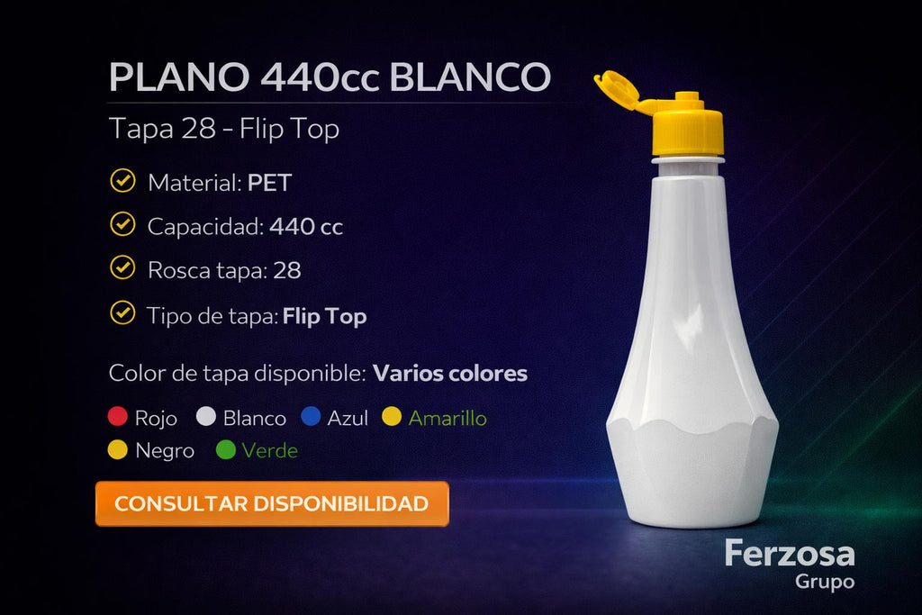 Envase Botella Plástica Plano PET 440ml/cc al Por Mayor Desde $0.50 x 300 Unidades
